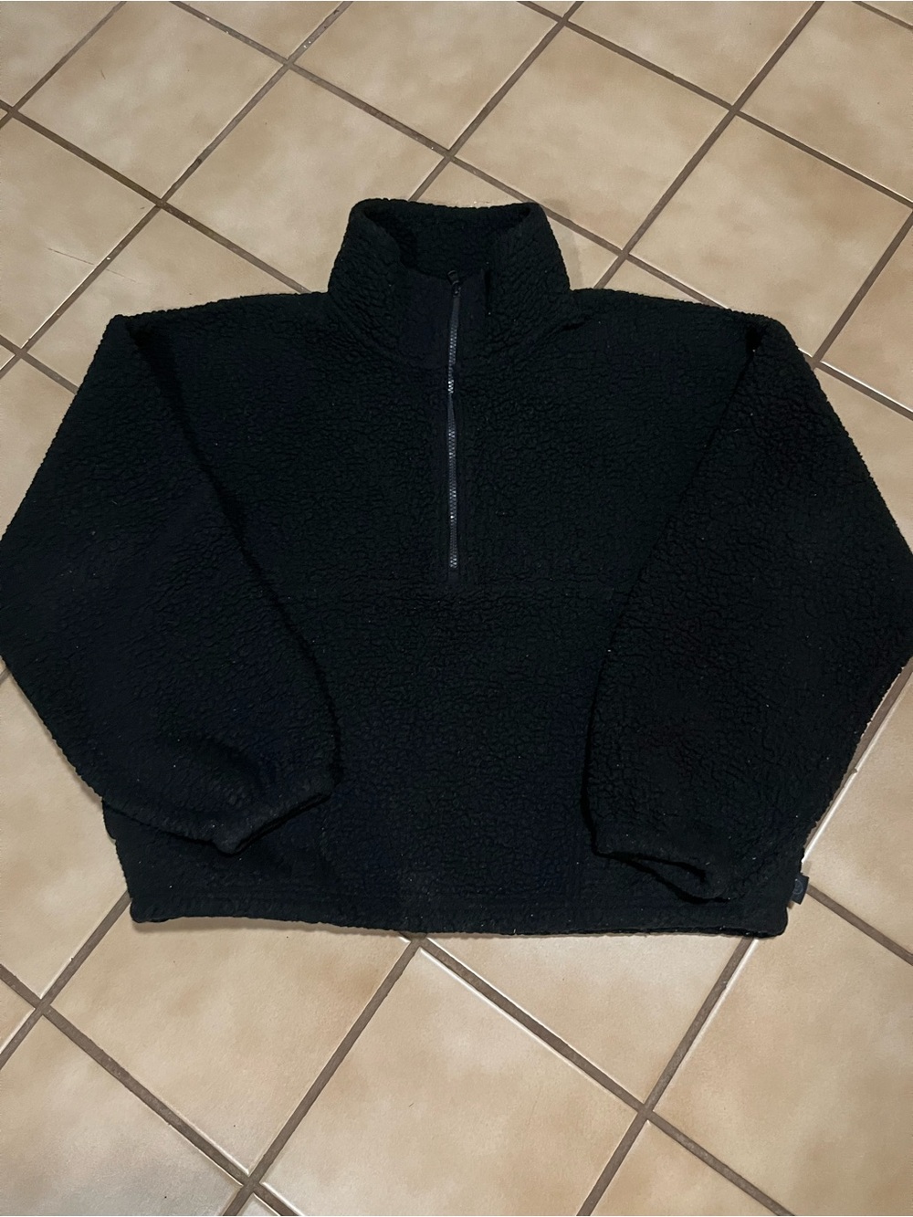 Women’s Black Sherpa Quarter-Zip Pullover Sweater